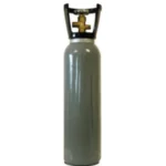 Gray gas cylinder with a valve on top