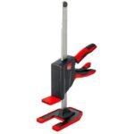 Adjustable clamp with ergonomic handles for woodworking.