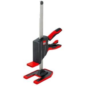 Adjustable clamp with ergonomic handles for woodworking.