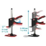 Adjustable clamp stand measuring various sizes.