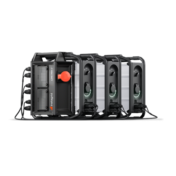 Four portable power stations lined up together.