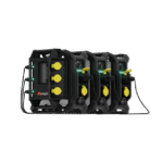 Portable power station with multiple outlets and controls.