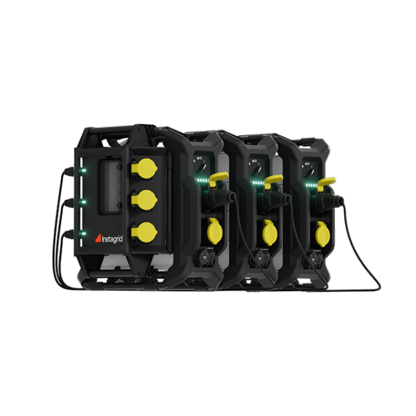 Portable power station with multiple outlets and controls.