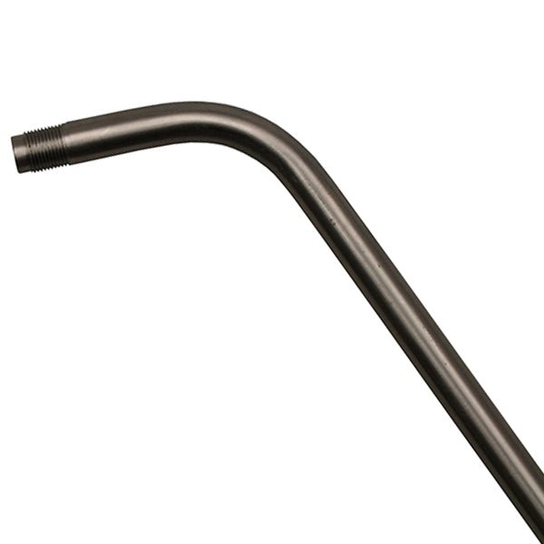 Curved metal straw with threaded end.