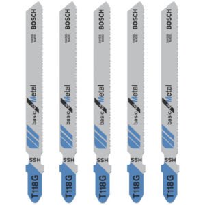 Five metal saw blades by Bosch.