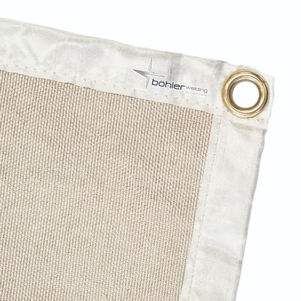Close-up of a beige fabric with grommets