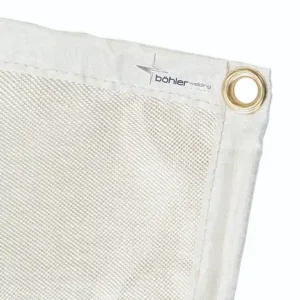 Close-up of a white fabric with grommet.