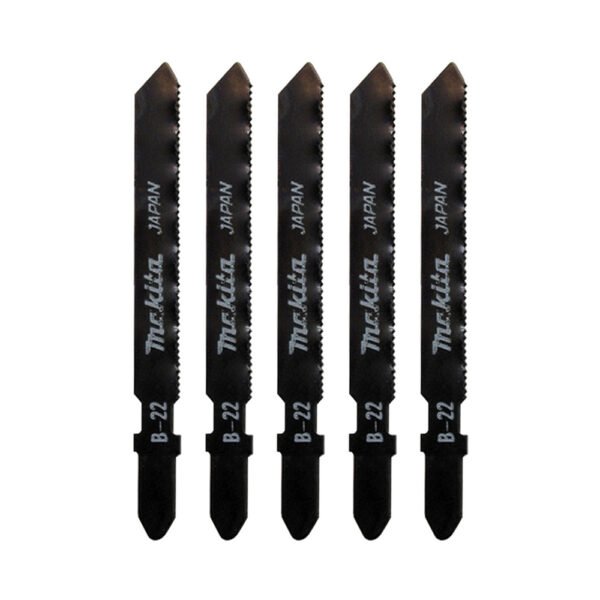 Set of five black jigsaw blades