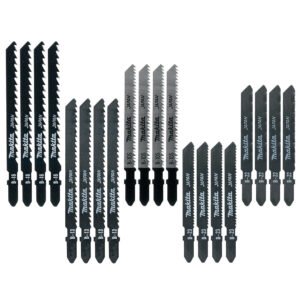 Variety of Makita jigsaw blades in different sizes.