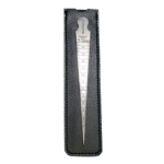 Metal gauge in a black leather case.