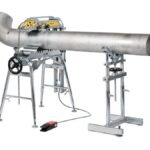 Metal pipe cutting machine for industrial use.