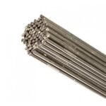 Bundle of metal welding rods stacked together.
