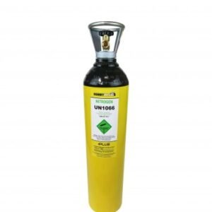 Yellow nitrogen gas cylinder labeled UN1066