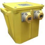 Yellow electrical distribution box with two outlets