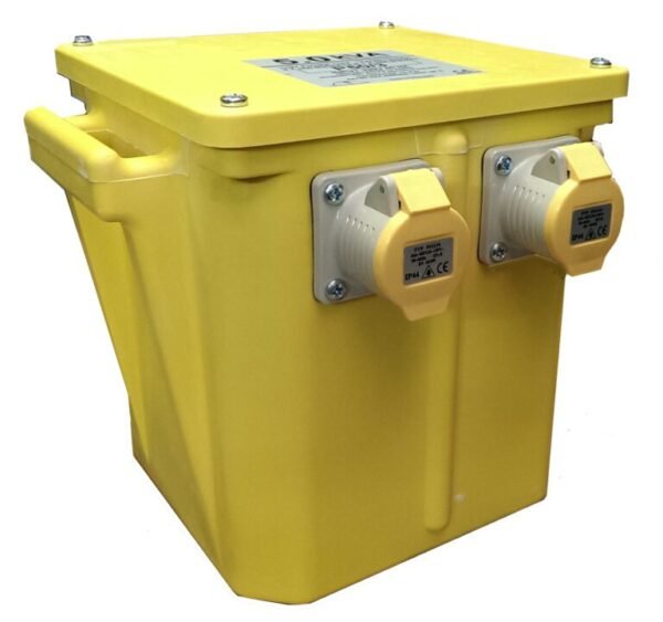 Yellow electrical distribution box with two outlets