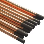 Set of copper welding rods stacked together