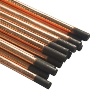Set of copper welding rods stacked together