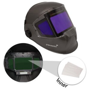 Protective welding helmet with adjustable dark lenses