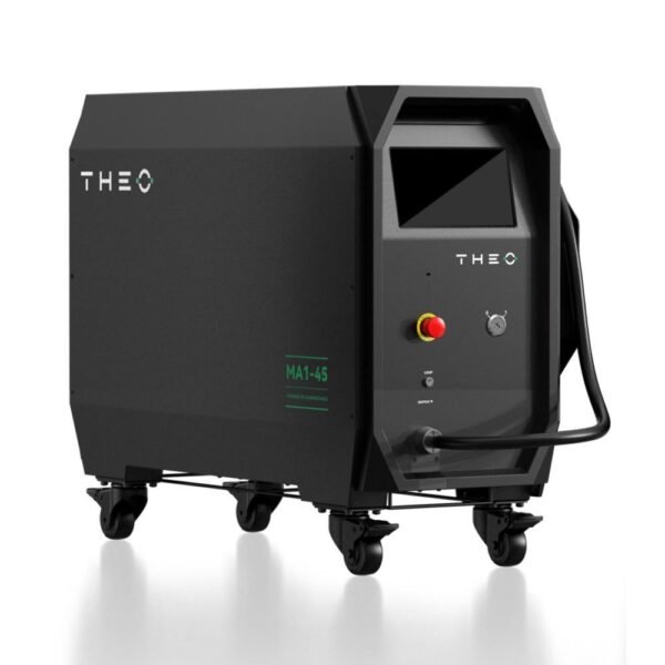 Black cart laser machine on wheels.