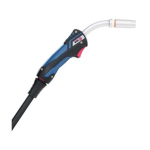 Welding torch with ergonomic handle design.