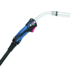 Welding torch handle with ergonomic design and features.