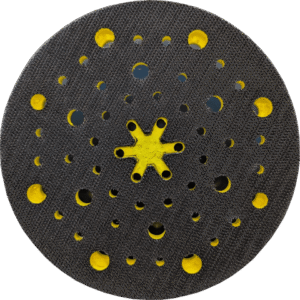 1100×1100 Circular textured surface with holes and yellow accents