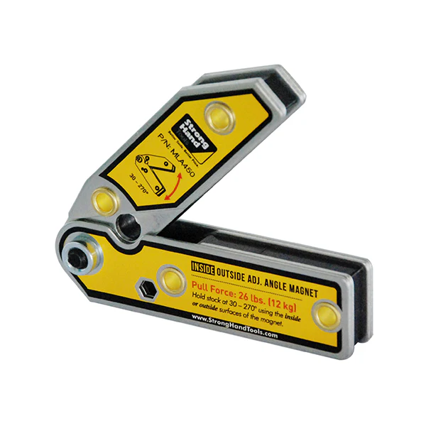 Adjustable angle magnet for precise positioning in projects.