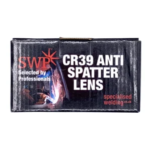 CR39 anti-spatter lens packaging for welding professionals.