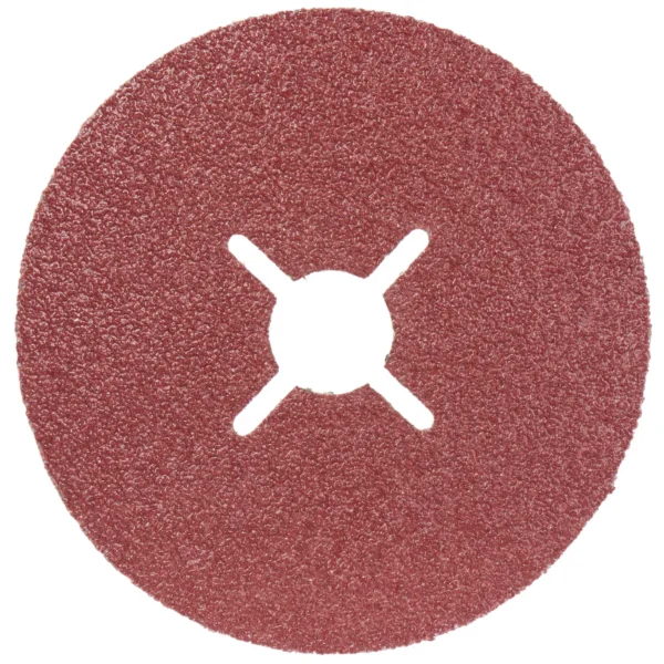 Red circular sanding disc with center hole