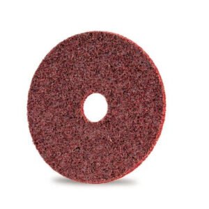 Red abrasive pad with center hole