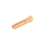 Copper cylindrical metal component on white background
