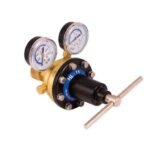 Gas pressure regulator with dual gauges and T-handle