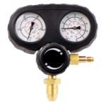 Dual pressure gas regulator with gauges