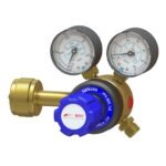 Oxygen tank regulator with dual pressure gauges