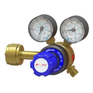 Oxygen tank regulator with dual pressure gauges