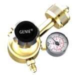 Brass GENIE gas regulator with pressure gauge