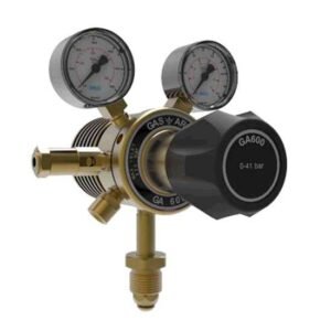 Dual gauge gas pressure regulator with control knob