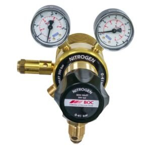 Nitrogen gas regulator with dual pressure gauges