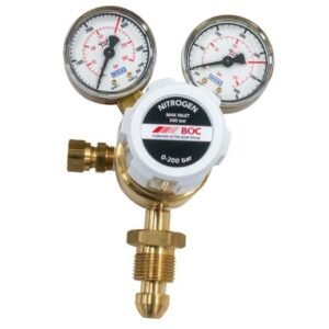 Nitrogen gas regulator with dual pressure gauges