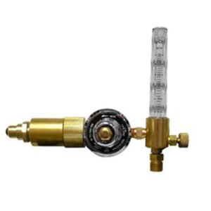 Brass gas regulator with pressure gauge and flow meter