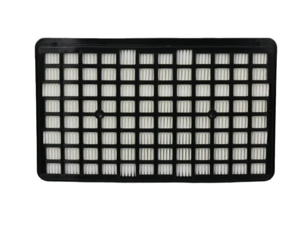 Rectangular HEPA air filter with black grid frame