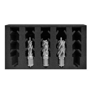 Metal cutting tools in black foam insert