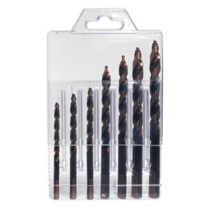 Set of assorted drill bits in plastic case