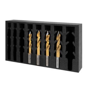 Foam case with gold drill bits set