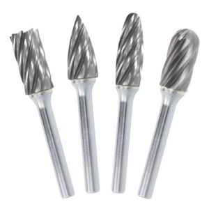 Four metal carbide rotary burr drill bits