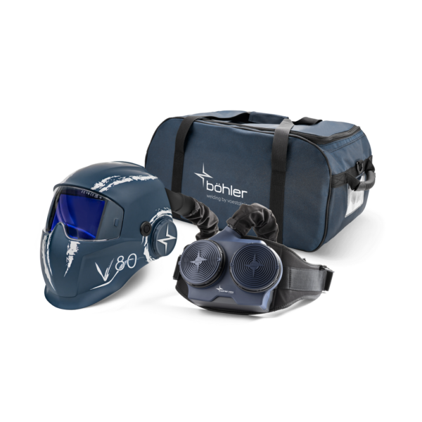 Welding helmet, respirator mask, and carrying bag