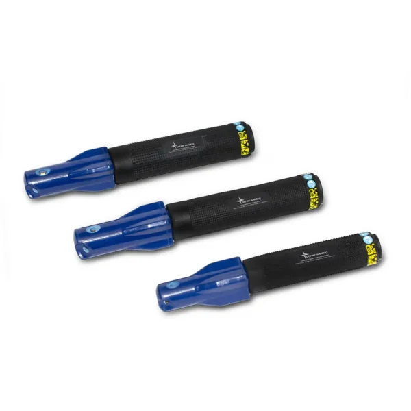 Three welding electrode holders on white background
