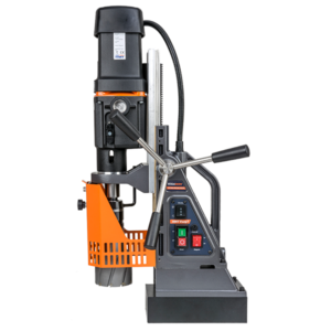 Magnetic drill press with orange safety guard