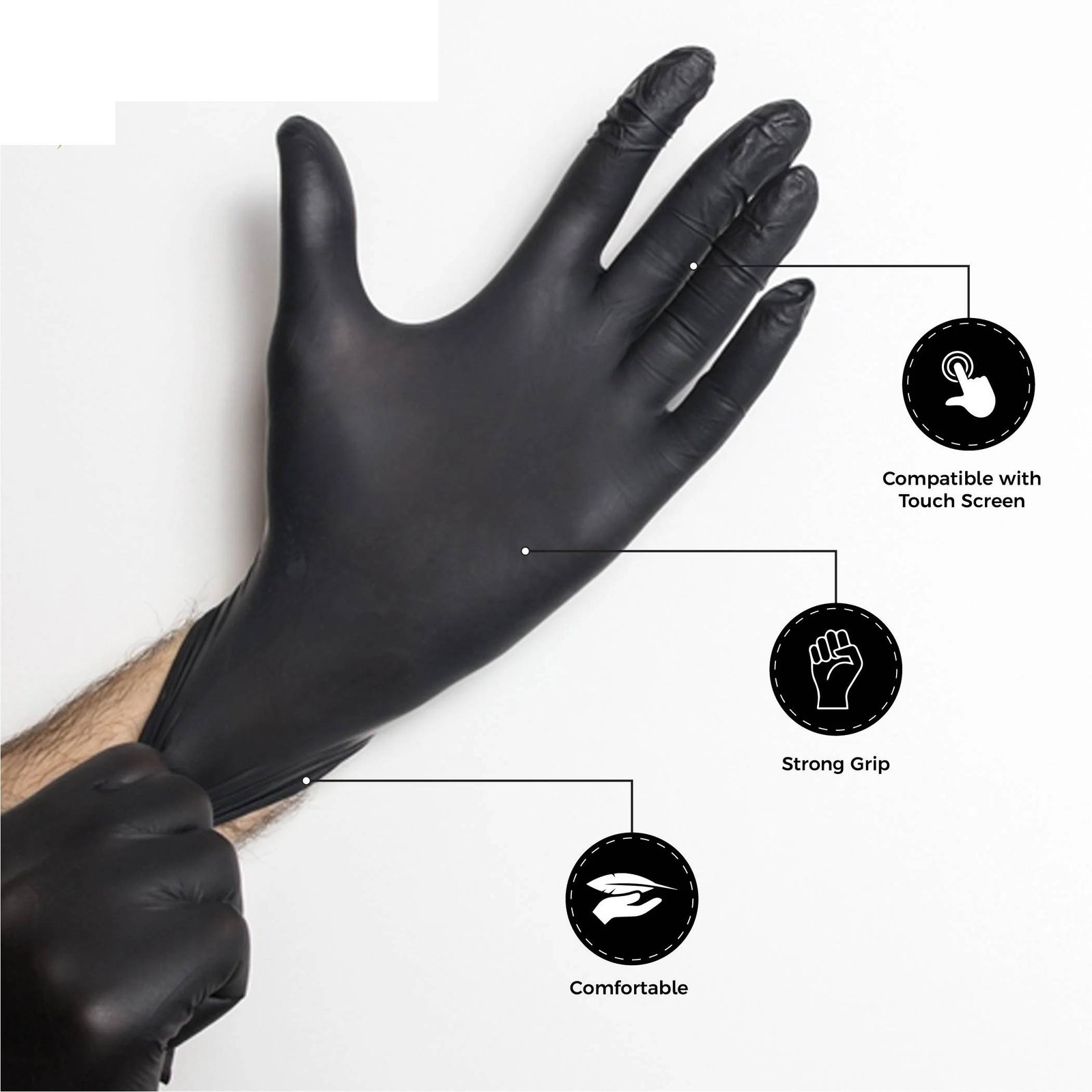 Black Nitrile Disposable Gloves Large Pack of 100